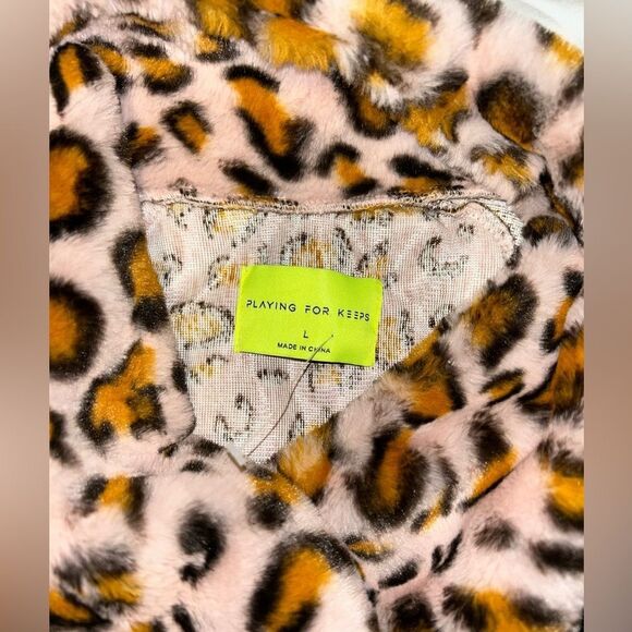 Playing for Keeps Faux Fur Leopard Print Pullover Sweater Womens Size Large NWOT - Picture 13 of 13